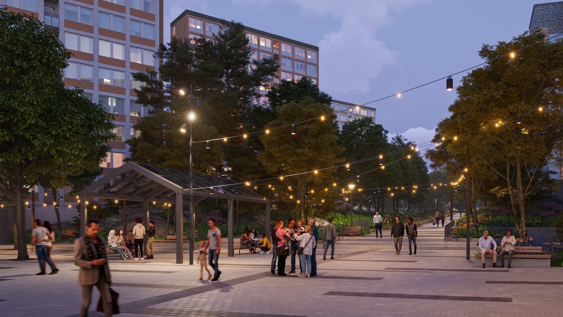 Illustrationen visar nya Mörbyplan