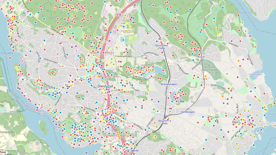 En skärmbild från sammanställning av översiktsplanenkäten i kartformat. 