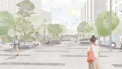 Illustrationer som visar hur norra torget vid Mörby centrum är tänkt att byggas om